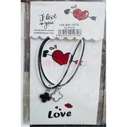 Парные браслеты (BR-1067) Четырехлистник 12 пар/упаковка - фото 223792