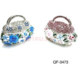 Шкатулка со стразами Сумочка (QF-3473) металлическая - фото 223816