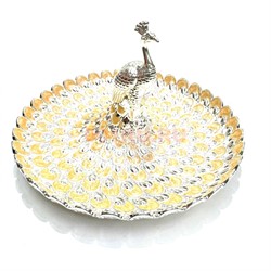 Поднос металлический Павлин цвет серебро (вариант 2) - фото 223822