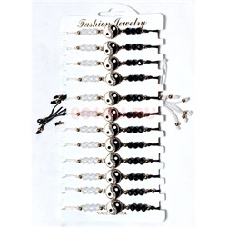 Браслет Инь Ян (J-35) с бусинами и фурнитурой 12 шт/упаковка - фото 223829