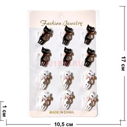 Брошь металлическая (S-70) Кошки 12 шт/упаковка - фото 223834