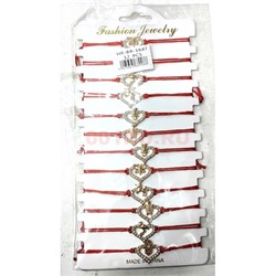 Браслет с тонкой (BR-1647) красной ниткой Сердце с животными 12 шт/упаковка - фото 223859