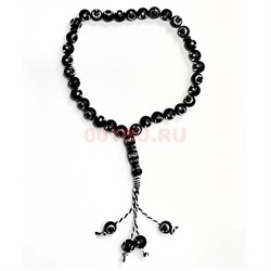 Четки мусульманские черные 33 бусины Луна и Звезда 12 шт/упаковка - фото 223861