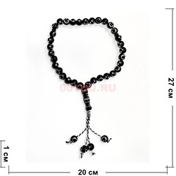 Четки мусульманские черные 33 бусины Луна и Звезда 12 шт/упаковка - фото 223862