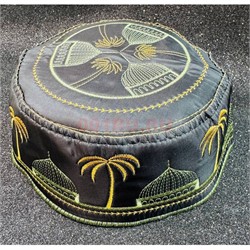 Тюбетейка мусульманская черная с узорами - фото 223873