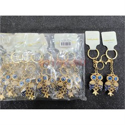 Брелок со стразами (KY-4718) сова сглаз цвет черный 12 шт/упаковка - фото 223894