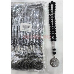 Четки мусульманские черные 33 бусины (CK-B32) с жетоном Аллах 12 шт/упаковка - фото 223897