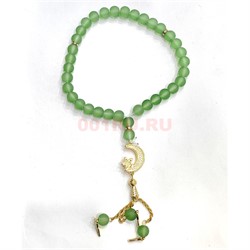 Четки мусульманские зеленые 33 бусины (CK-B29) стеклянные 12 шт/упаковка - фото 223911