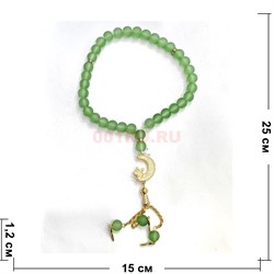 Четки мусульманские зеленые 33 бусины (CK-B29) стеклянные 12 шт/упаковка - фото 223913