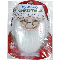 Усы и борода Деда Мороза белые 12 шт/упаковка - фото 223916