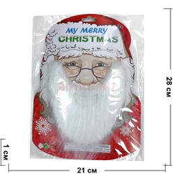 Усы и борода Деда Мороза белые 12 шт/упаковка - фото 223917