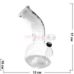 Бонг стеклянный малый 17 см (Индия) с рисунками или надписями - фото 223945