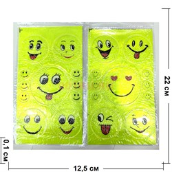 Светоотражающие наклейки (GK-7035) смайлики 100 листов/упаковка - фото 223974