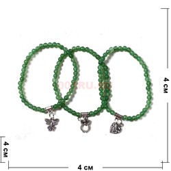 Браслет из зеленого нефрита 4 мм с металлической фурнитурой - фото 223988