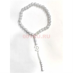 Четки мусульманские (CK-640C) 33 бусины белые пластмассовые 32 см 12 шт/упаковка - фото 224013