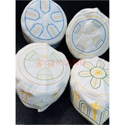 Тюбетейка мусульманская белая с узорами - фото 224017