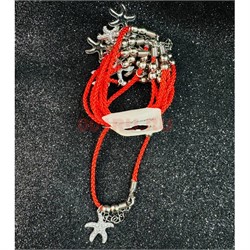 Браслет на руку «красная нитка + морская звезда» 12 шт/упаковка - фото 224023