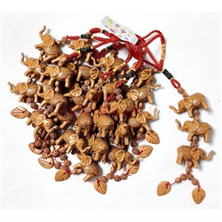 Подвеска (KY-562) три слоника коричневые 12 шт/упаковка - фото 224032