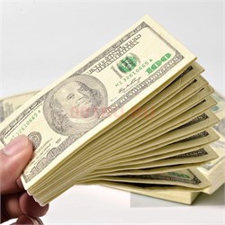 Прикол Пачка денег 100 долларов оригинального размера, иммитация - фото 224065