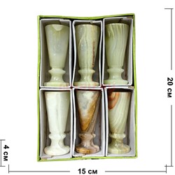 Набор из 6 бокалов 9 см 1,5x3,5 дюйма "ликер" из оникса в картонной коробочке - фото 224073
