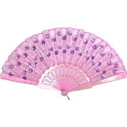 Веер с наклейками пайетками (NS-435) цвета в ассортименте 12 шт/упаковка - фото 224078