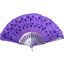 Веер с наклейками пайетками (NS-435) цвета в ассортименте 12 шт/упаковка - фото 224079