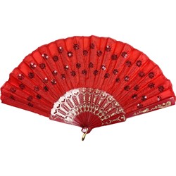 Веер с наклейками пайетками (NS-435) цвета в ассортименте 12 шт/упаковка - фото 224081