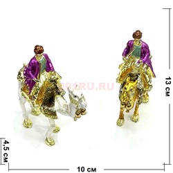 Шкатулка со стразами (QF-2641) «верблюд и наездник» металлическая - фото 224108