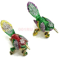 Шкатулка со стразами (QF-6155) «птичка» металлическая - фото 224110