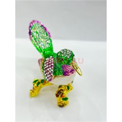 Шкатулка со стразами (QF-6155) «птичка» металлическая - фото 224111