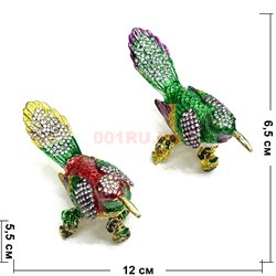 Шкатулка со стразами (QF-6155) «птичка» металлическая - фото 224112