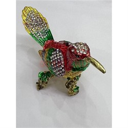 Шкатулка со стразами (QF-6155) «птичка» металлическая - фото 224113