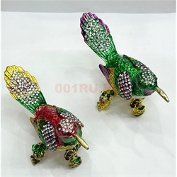 Шкатулка со стразами (QF-6155) «птичка» металлическая - фото 224114