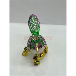 Шкатулка со стразами (QF-6155) «птичка» металлическая - фото 224115