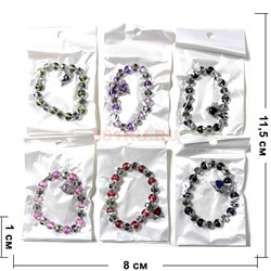 Браслет (J-108) с бусинами и подвеской сердце 12 шт/упаковка - фото 224128