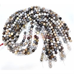 Серая яшма 10 мм натуральный минерал нитка 36-38 бусин - фото 224181