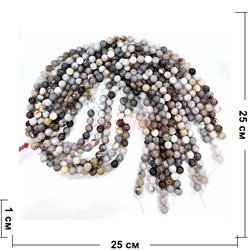 Серая яшма 10 мм натуральный минерал нитка 36-38 бусин - фото 224182