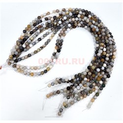 Серая яшма 6 мм натуральный минерал нитка 60-65 бусин - фото 224185