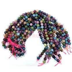 Турмалиновый кварц 12 мм натуральный минерал нитка 30-32 бусины - фото 224221