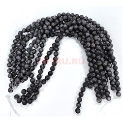 Серый лабрадор 10 мм натуральный минерал нитка 36-38 бусин - фото 224232