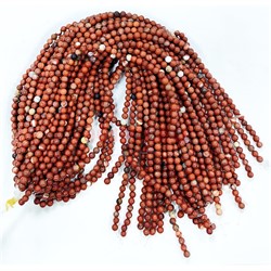 Красная яшма 6 мм натуральный минерал нитка 60-65 бусин - фото 224270