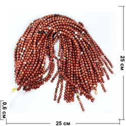 Красная яшма 6 мм натуральный минерал нитка 60-65 бусин - фото 224271