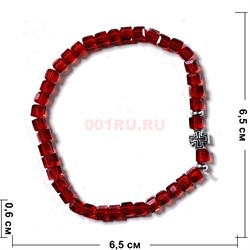 Браслет 6 мм красный с крестиком - фото 224305