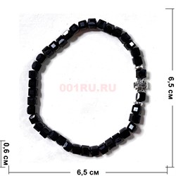 Браслет 6 мм черный с крестиком - фото 224307