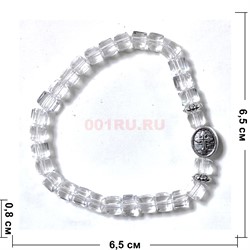 Браслет 8 мм прозрачный с крестиком - фото 224309