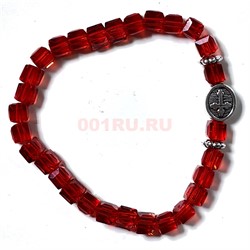 Браслет 8 мм красный с крестиком - фото 224310