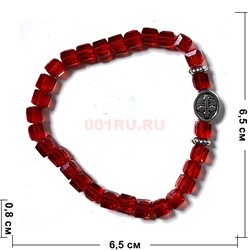 Браслет 8 мм красный с крестиком - фото 224311