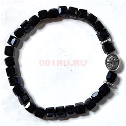 Браслет 8 мм черный с крестиком - фото 224312