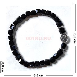 Браслет 8 мм черный с крестиком - фото 224313