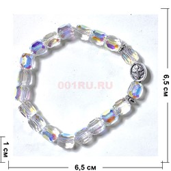 Браслет 10 мм прозрачный с крестиком - фото 224315